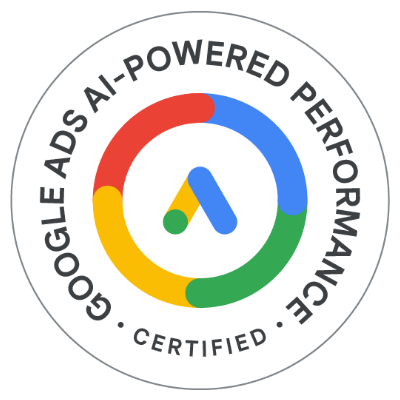 Google AI-Powered Performance Ads Certification badge from SkillShop